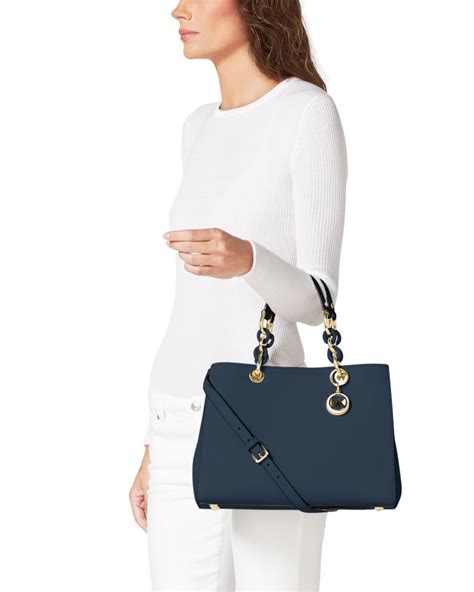 sac cynthia michael kors bleu|Cynthia Saffiano Leather Satchel .